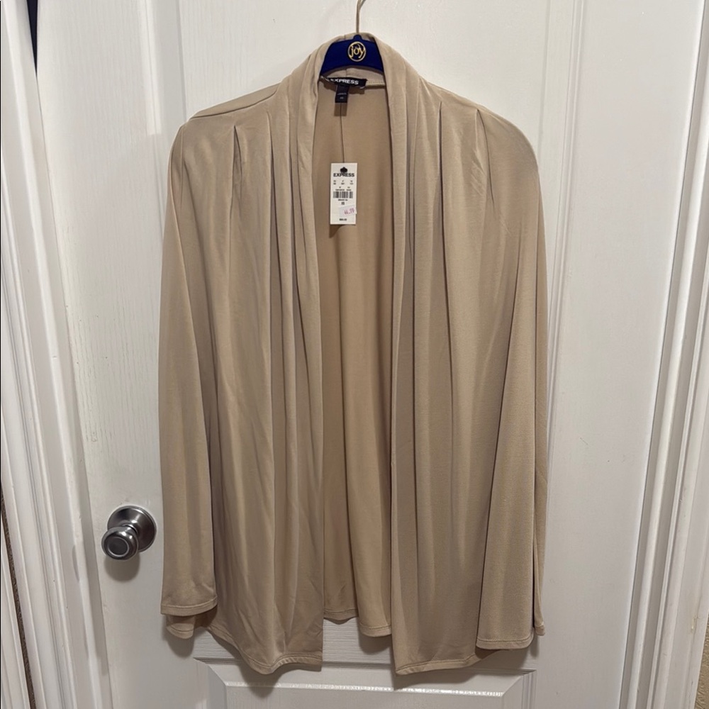 Express Tan Cardigan with Draped Shawl Collar